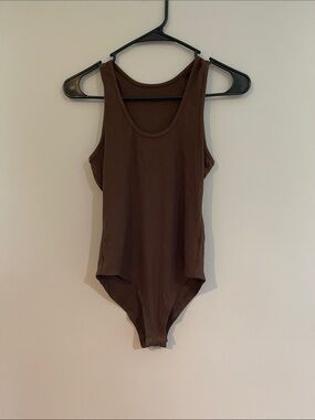 Classic chocolate brown Ribbed Bodysuit - Women